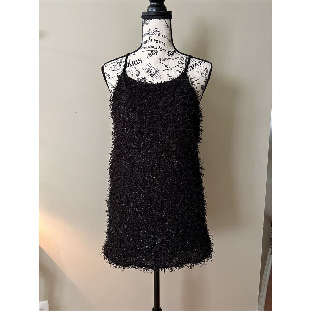 Reserved Fringe Mini Dress Black Size Small
